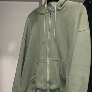 sage green zip up hoodie